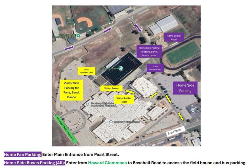 parking map for playoff game at granbury