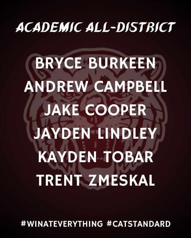 academic all district bryce burkeen, andrew campbell, jake cooper, jayden lindley, kayden tobar, and trent zmeskal text