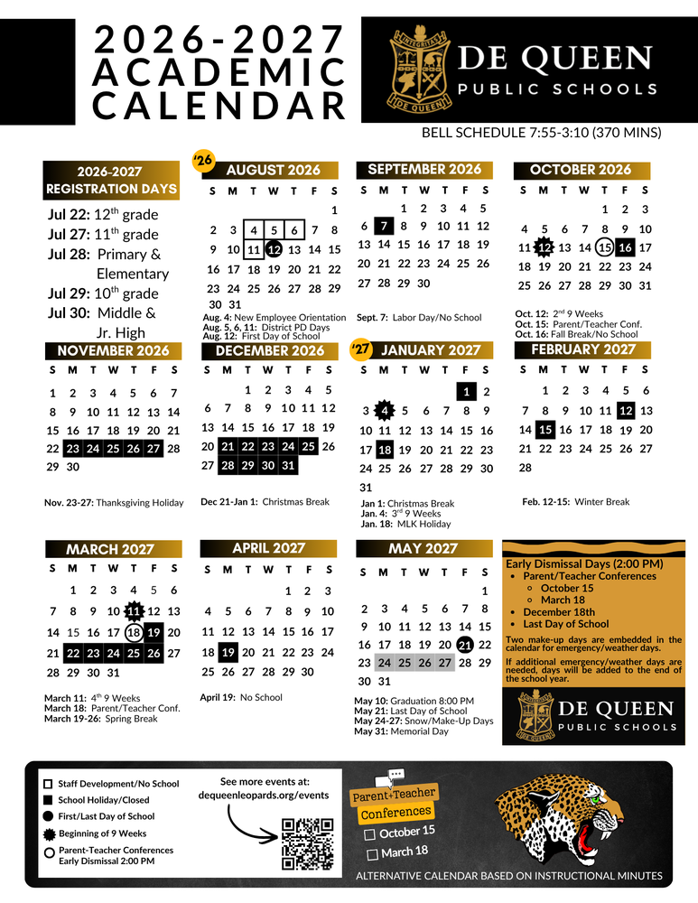 School Calendar for 26-27