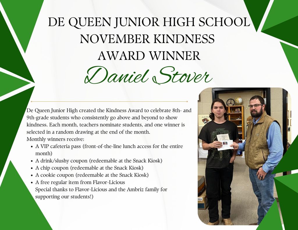 Congratulations Daniel Stover for being chosen as the November Kindness Award Winner !   #leopardfamily  #leopardpride