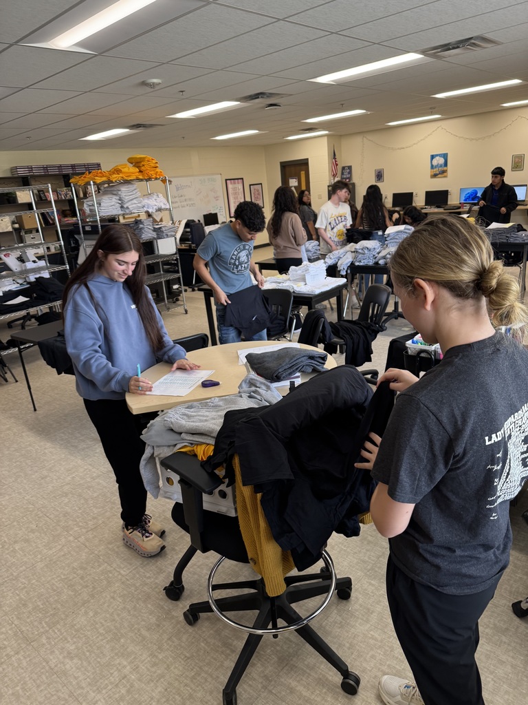 Leopard Den Students organizing shirts