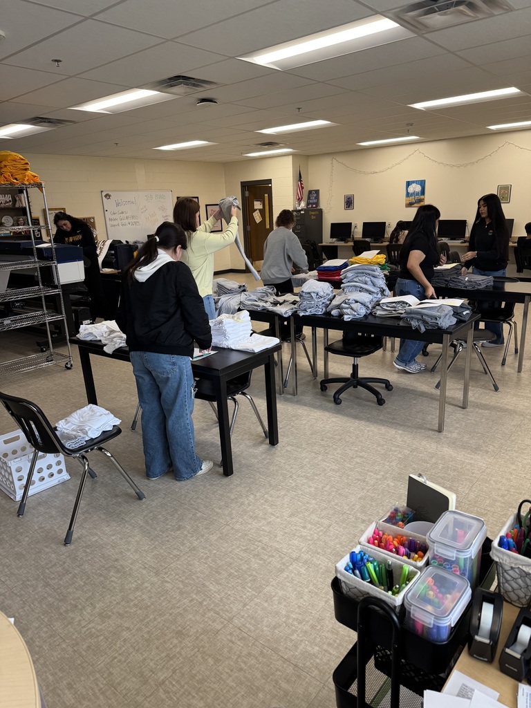 Leopard Den Students organizing shirts