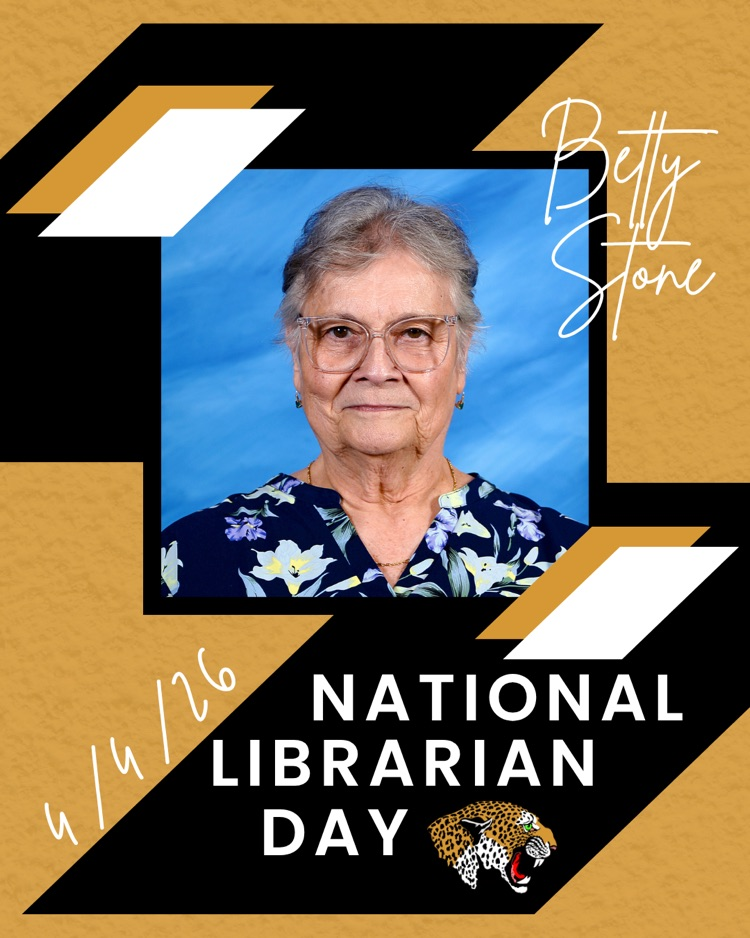 National Librarian Day black gold graphic with picture of Betty Stone