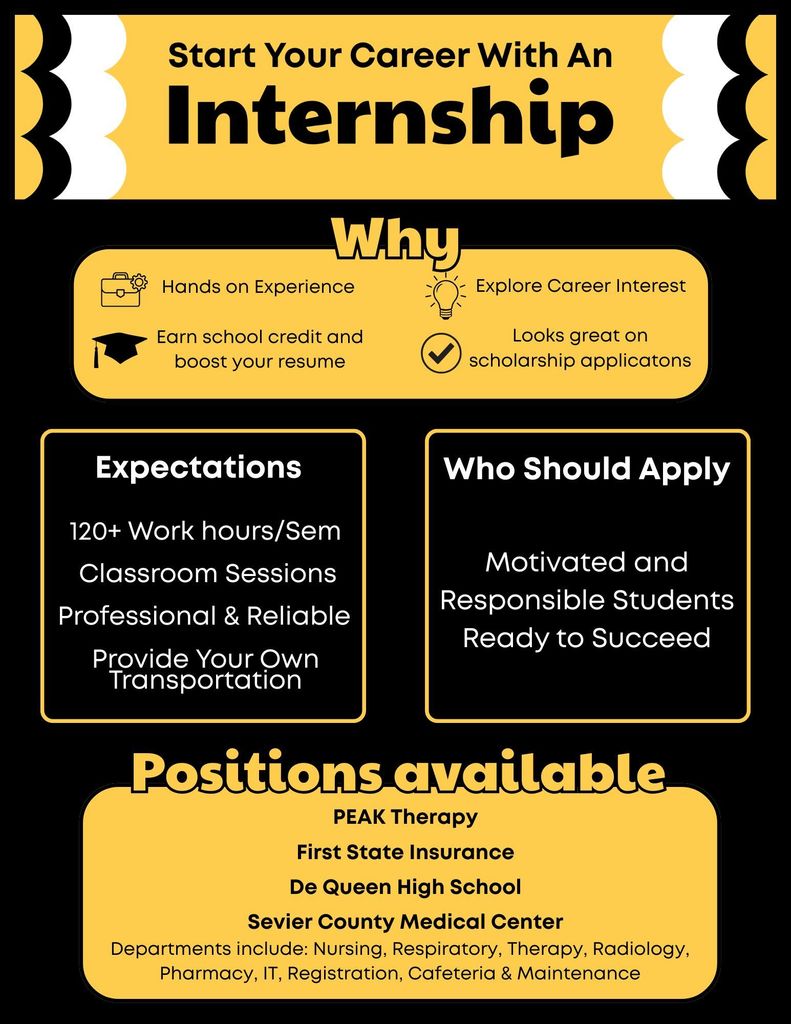 Flyer advertising internships available at DHS