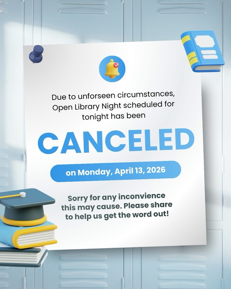 informative flyer with text cancelling library night 