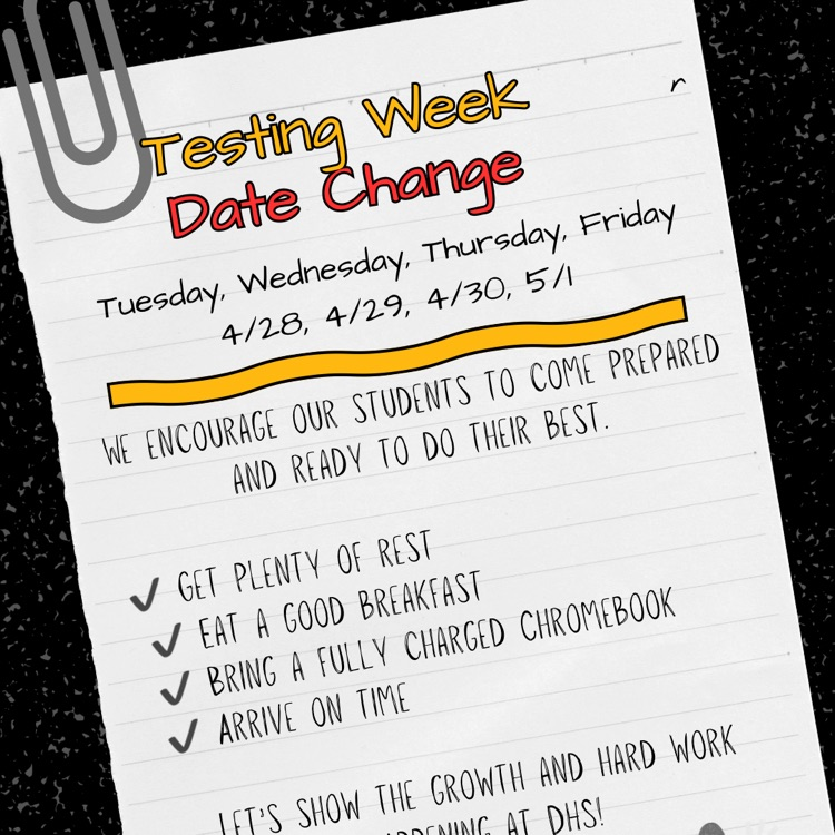 graphic of testing days reschedule with same wording as post