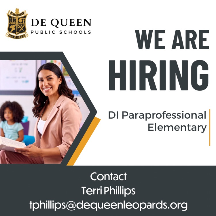 Hiring Graphic for De Queen Public School-Elementary DI Para