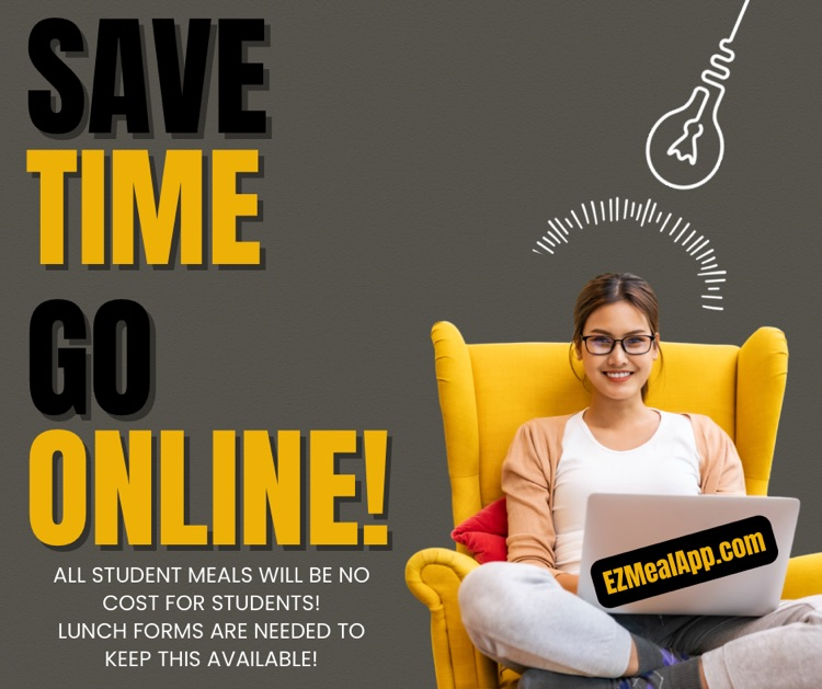 graphic encouraging families to fill out meal application online