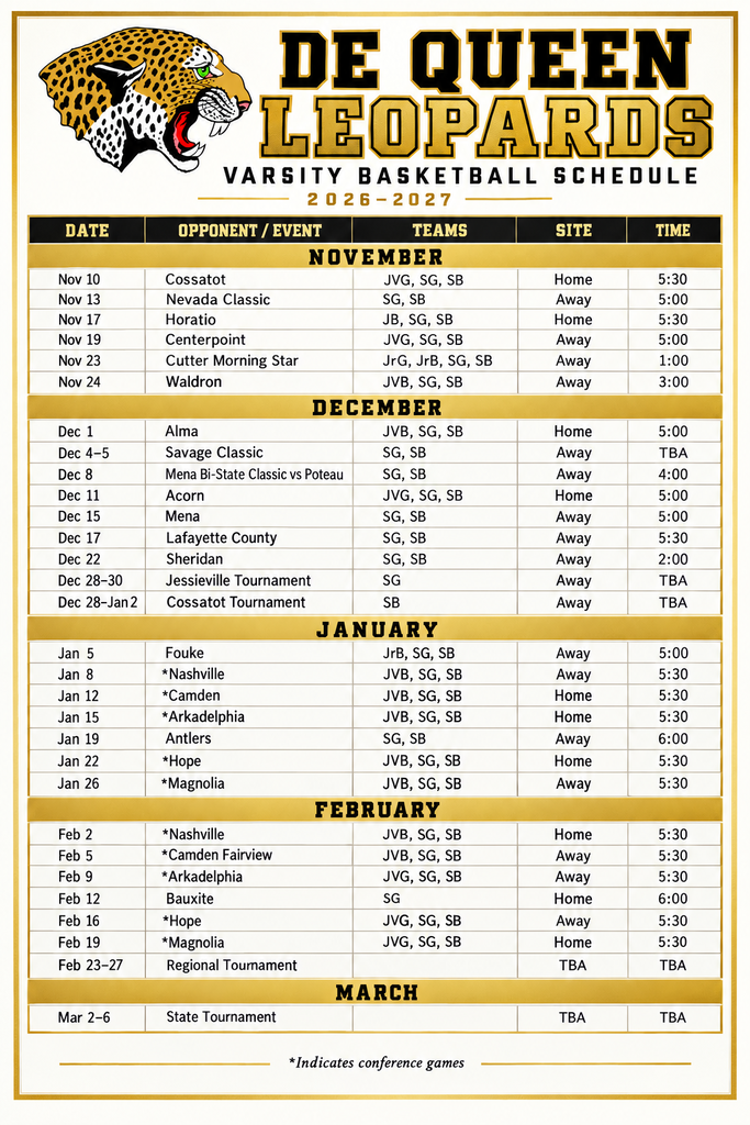 26-27 Baskeball schedule