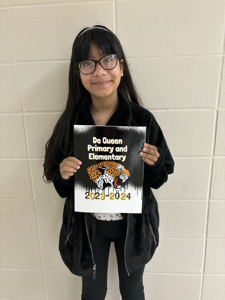 Congratulations to Brigitte Ramirez from Mrs. Richardson's 4th grade class for her outstanding design work on the cover of our 2023-24 Dequeen Elementary yearbook!