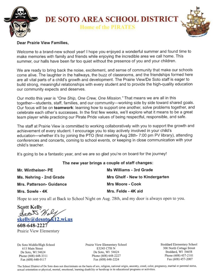 welcome letter 