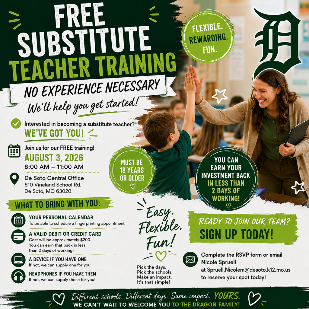 Substitute Teacher Training Flyer.