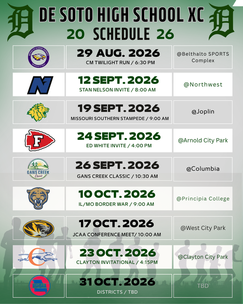Photo of Cross Country team schedule.