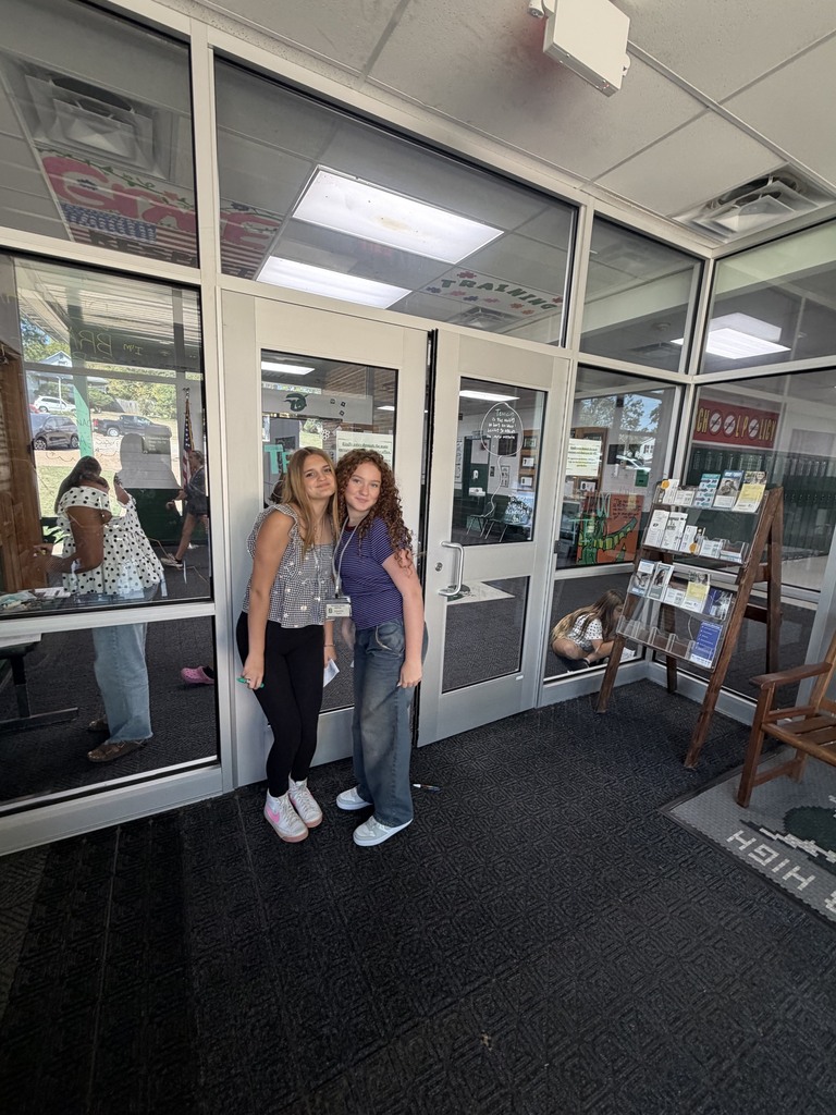 Students working on window art.
