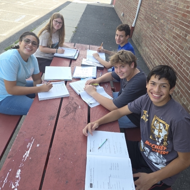 Algebra working hard solving inequalities while enjoying this beautiful weather!