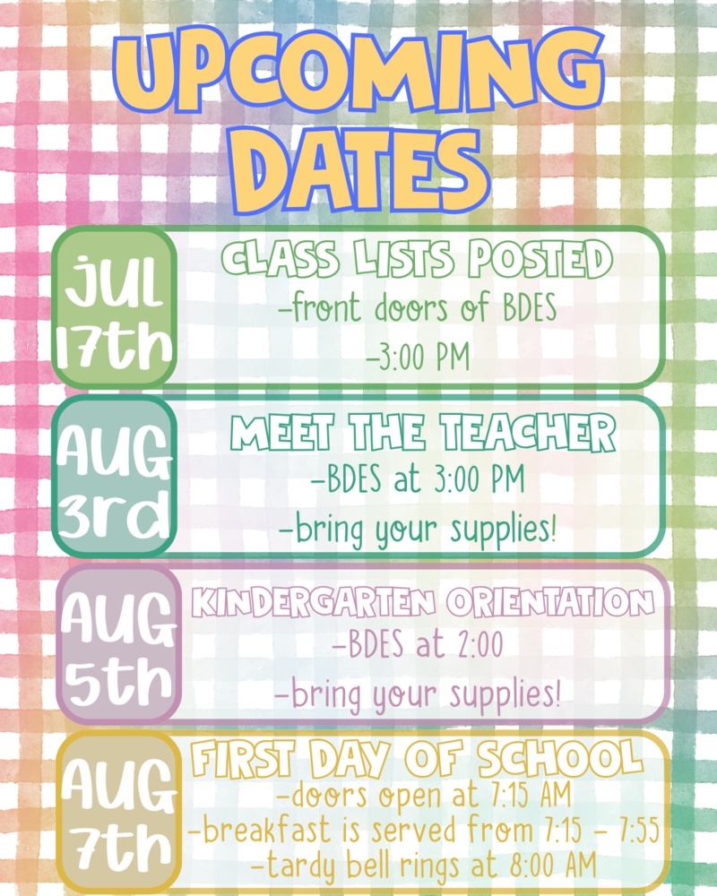 Upcoming Dates
