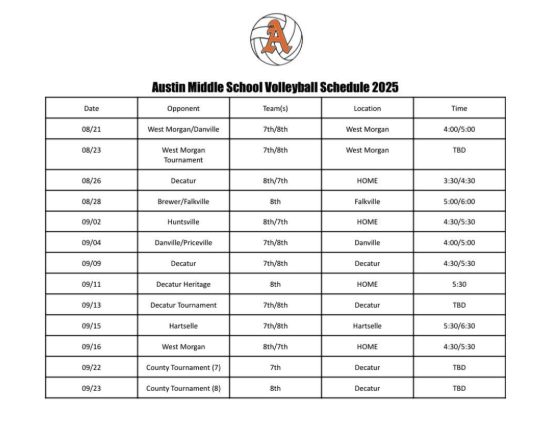 AMS Volleyball Schedule