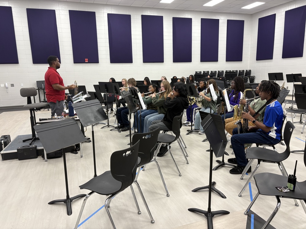 The 2025 BMS Band under the direction of Mr. Harden playing instruments 