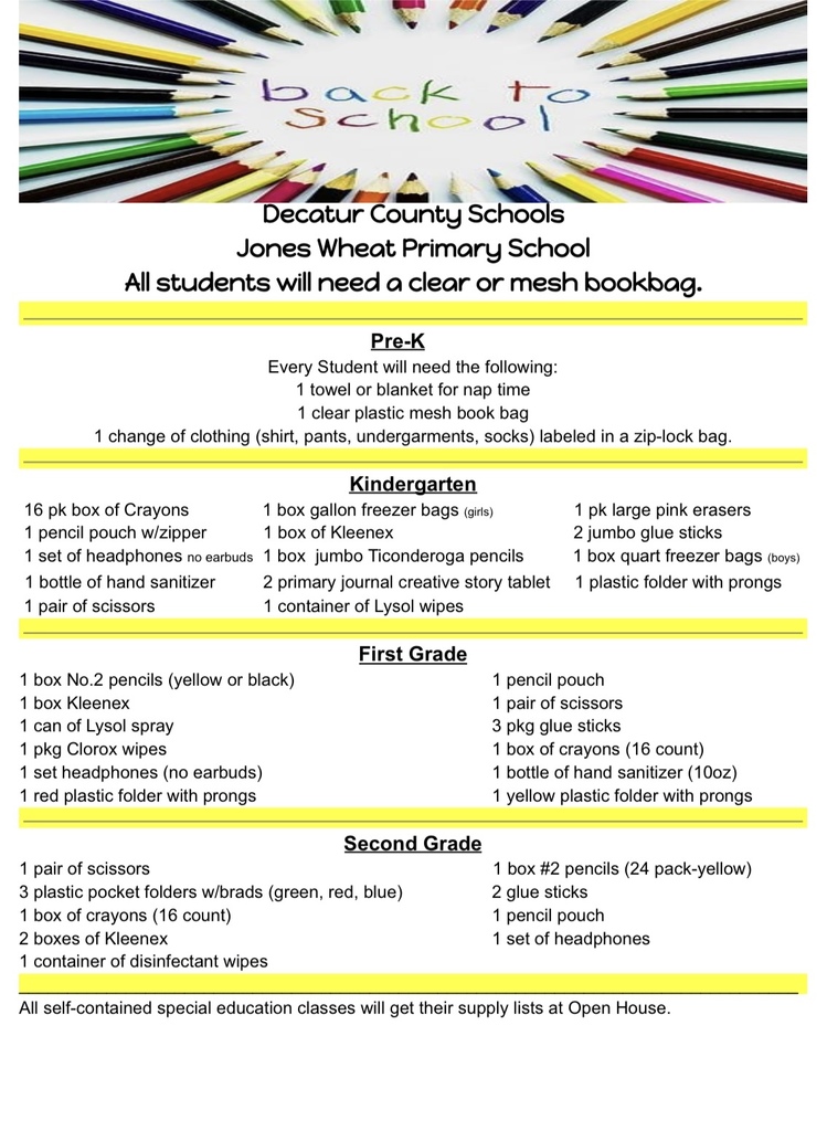 School Supply List