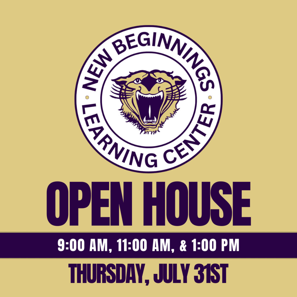 gold Bearcat branded flyer with nblc logo stating open house on jul 31st at 9, 11 and 1pm