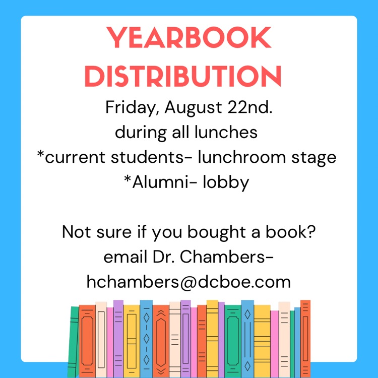 The 2024-2025 Purango will be distributed Friday, Aug. 22nd during all lunches.  Email Dr. Chambers if you are unsure if you bought one.  There are a limited number of extras.  See Dr. Chambers if you’d like to purchase one.  