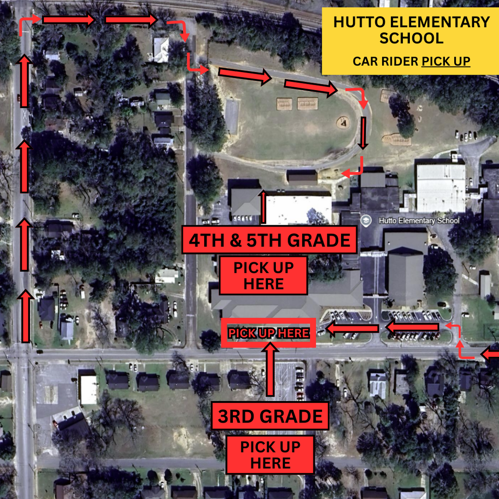  sign for Hutto Elementary School 3rd grade car rider pick up 