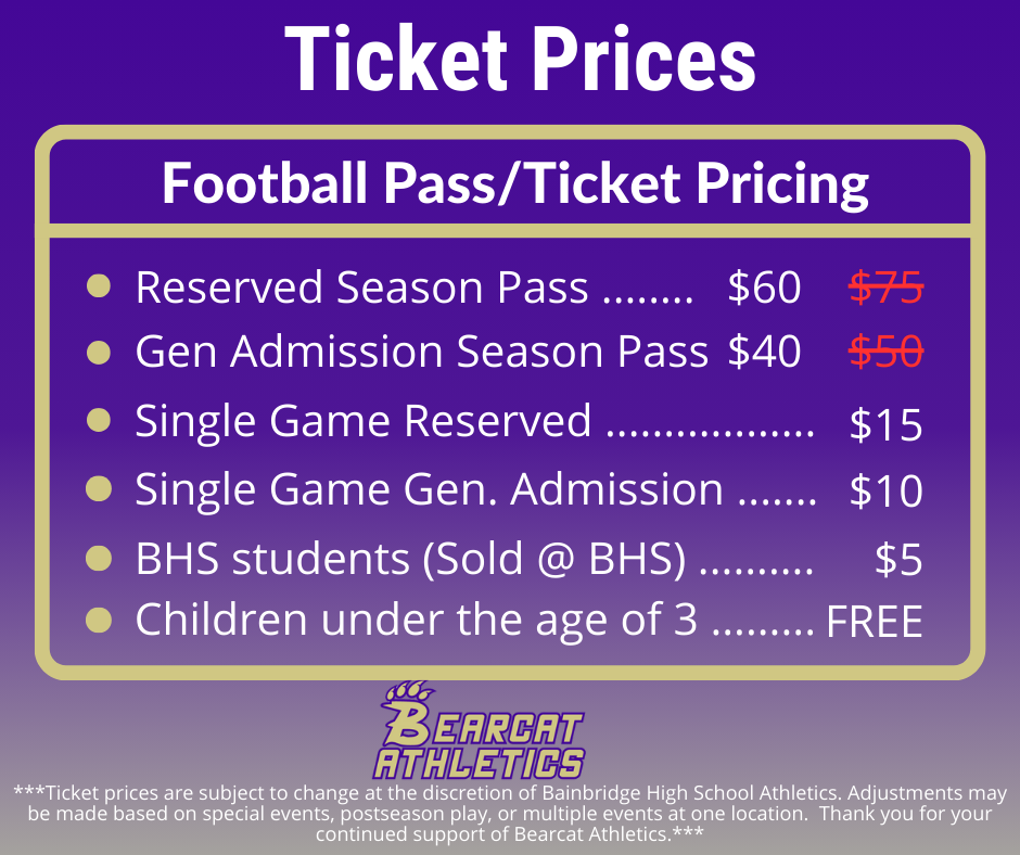 ticketing prices
