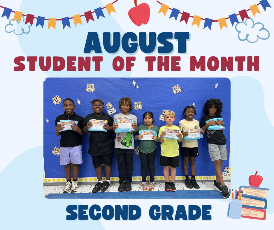 Second grade students of the month