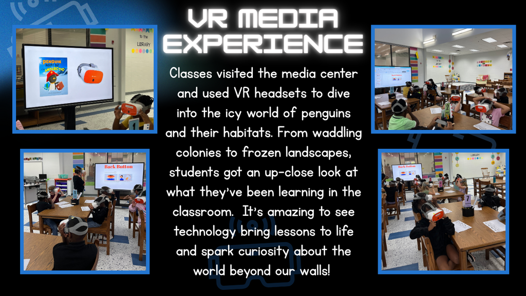 picture collage showing students using VR headsets