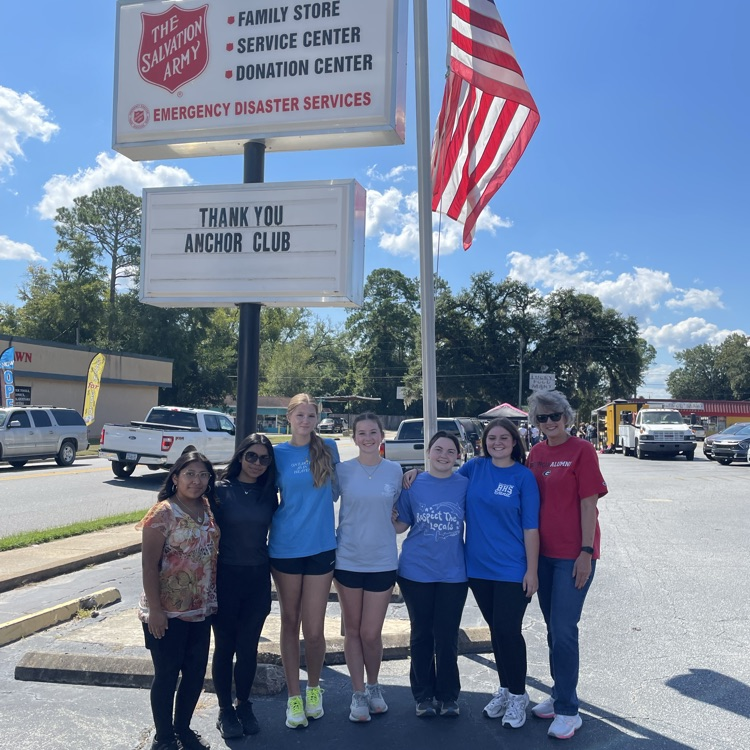 Anchor Club members volunteered at the Salvation Army helping sort donations. 