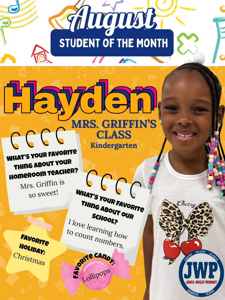 Kindergarten students of the month for August