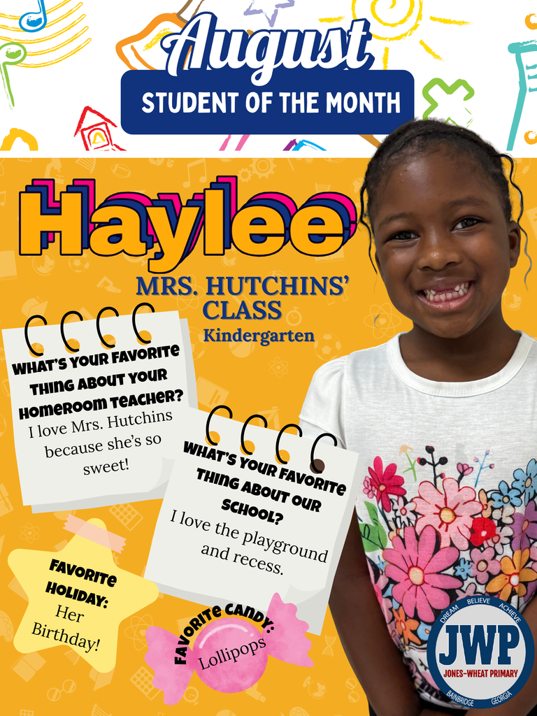 Kindergarten students of the month for August