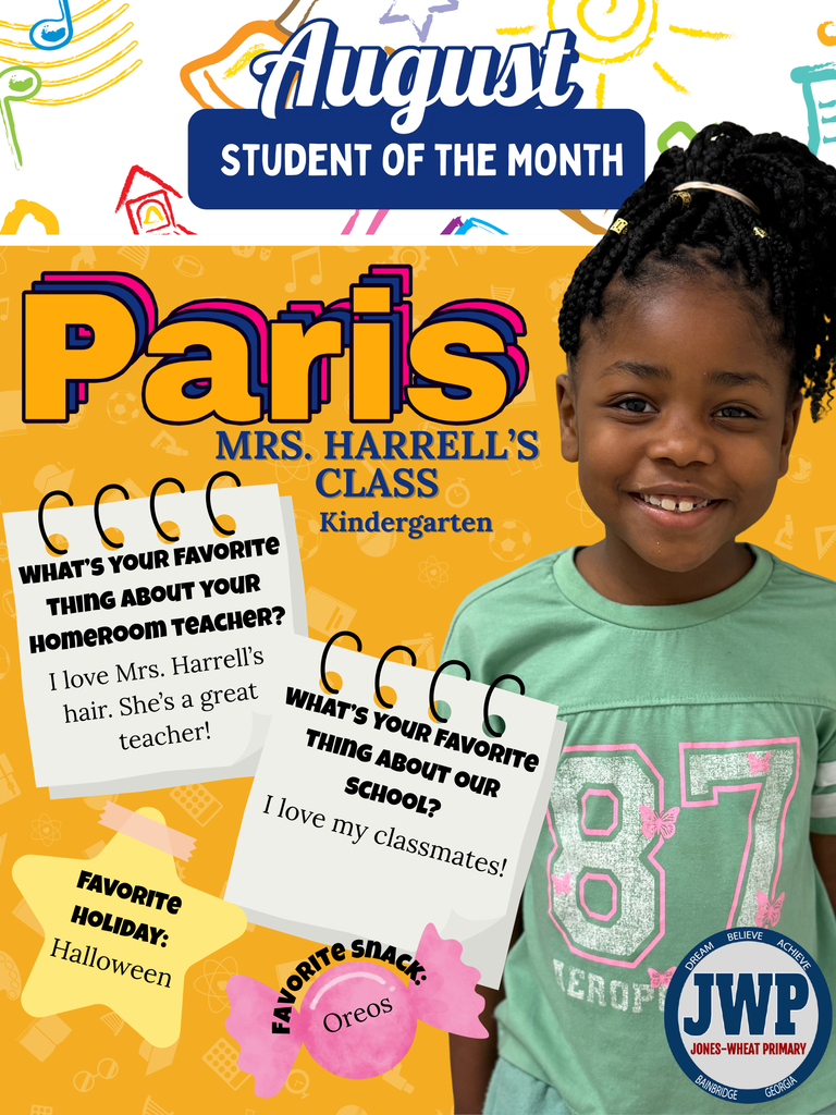 Kindergarten students of the month for August