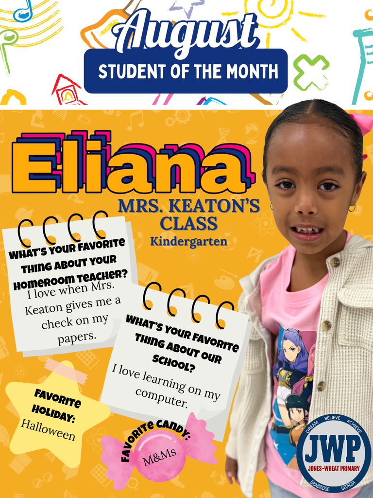 Kindergarten students of the month for August