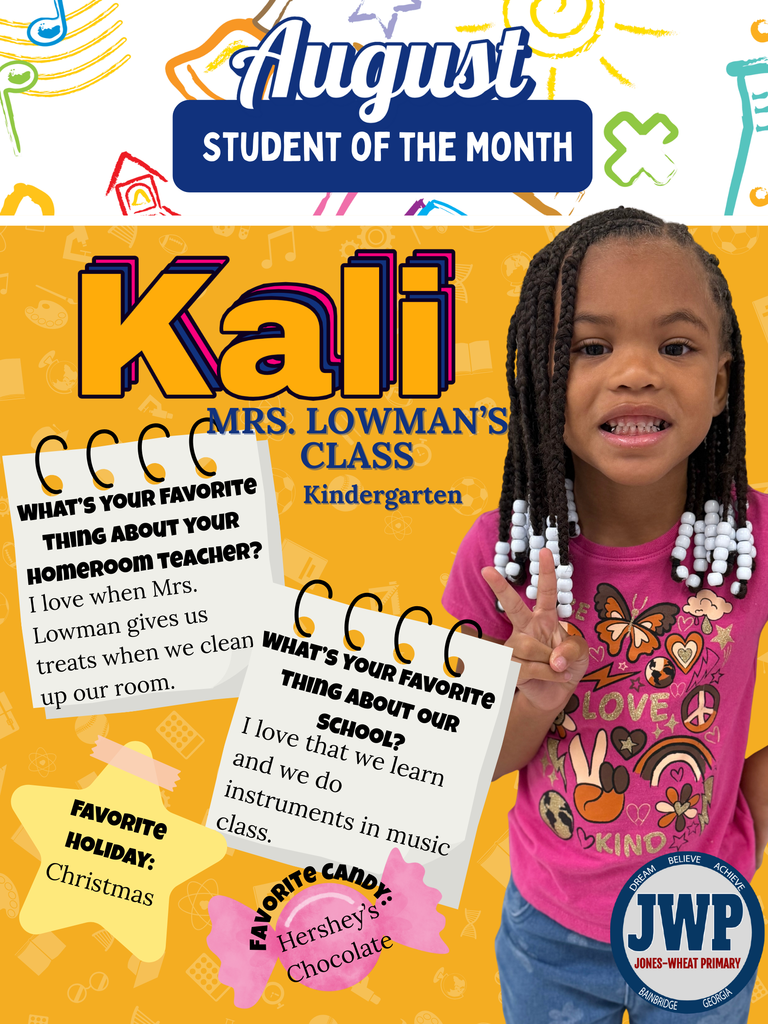 Kindergarten students of the month for August
