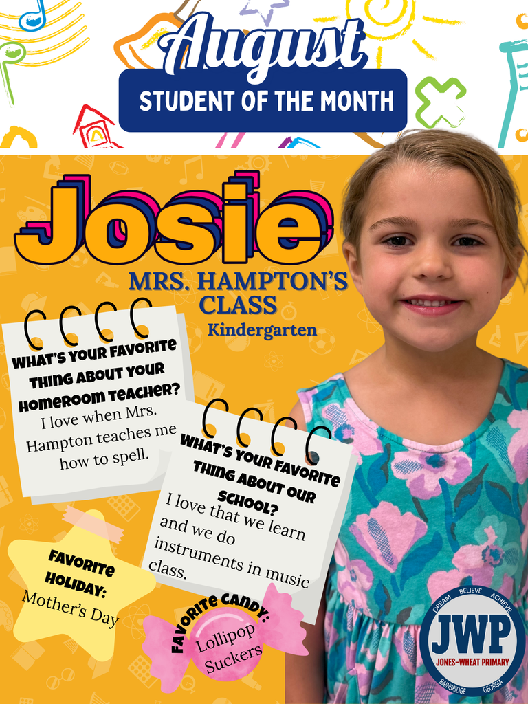 Kindergarten students of the month for August