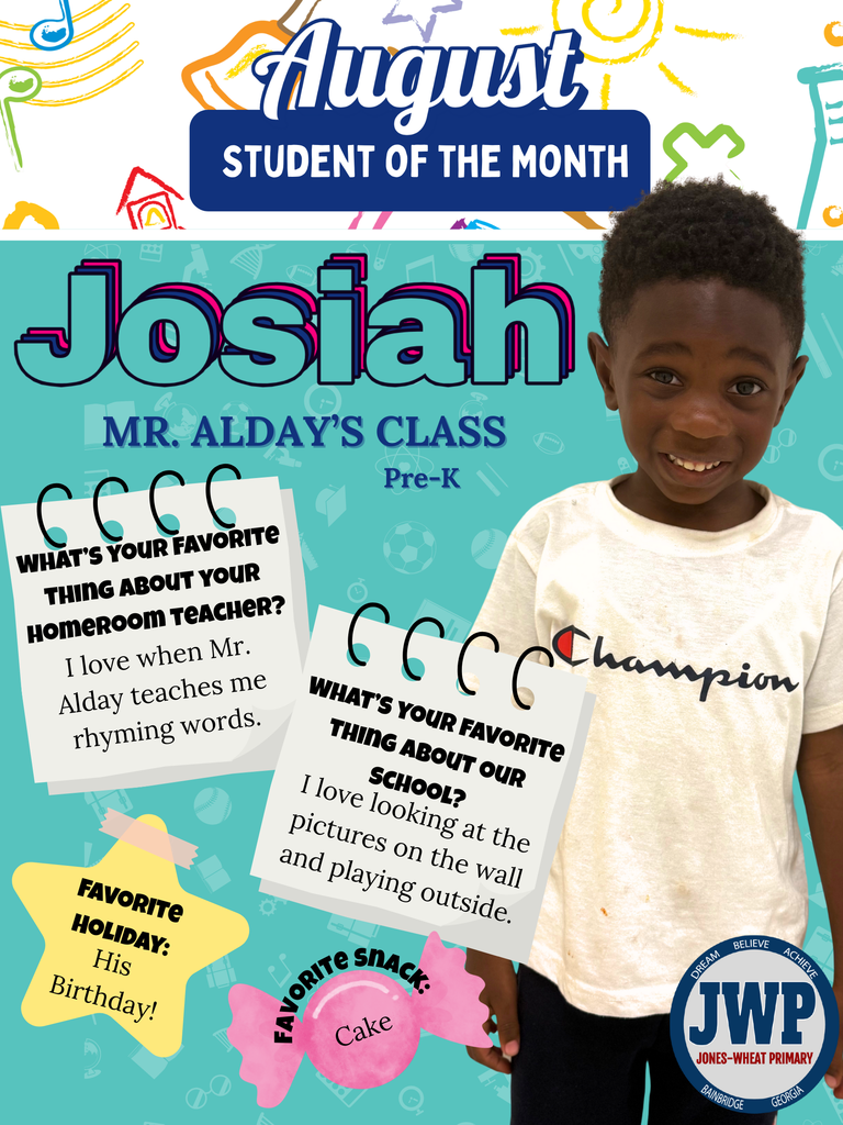 Pre-K Students of the Month-August