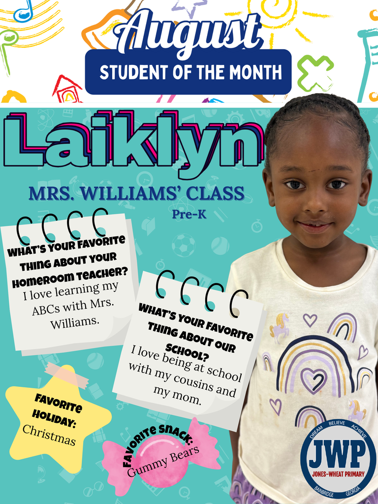 Pre-K Students of the Month-August