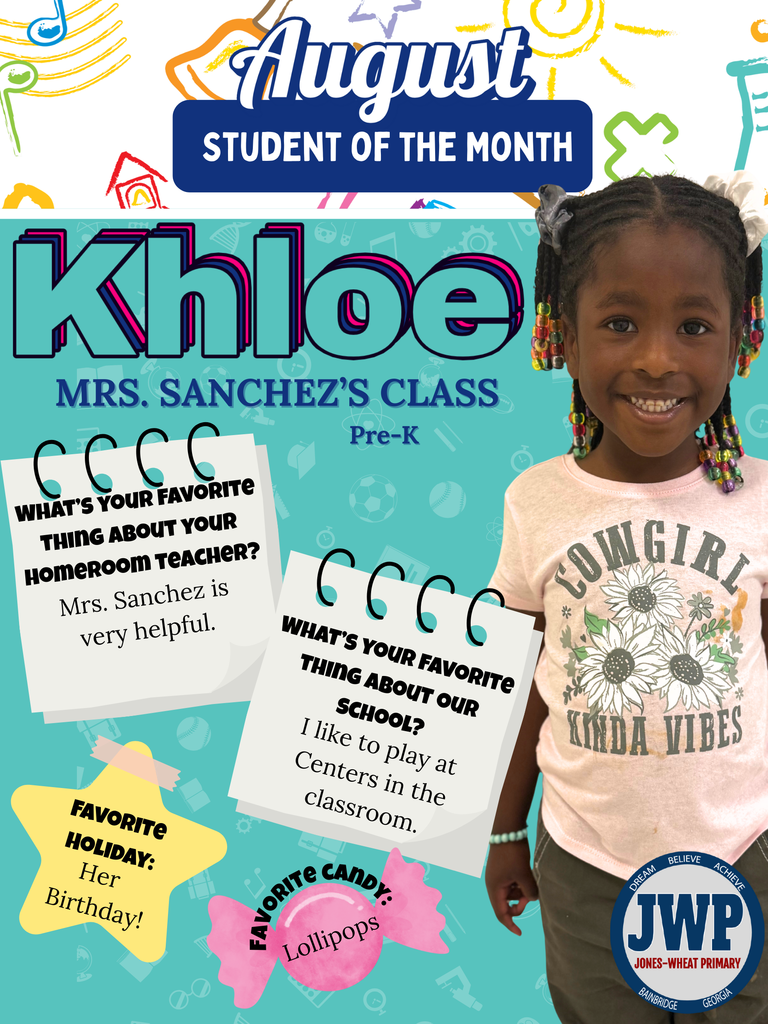 Pre-K Students of the Month-August