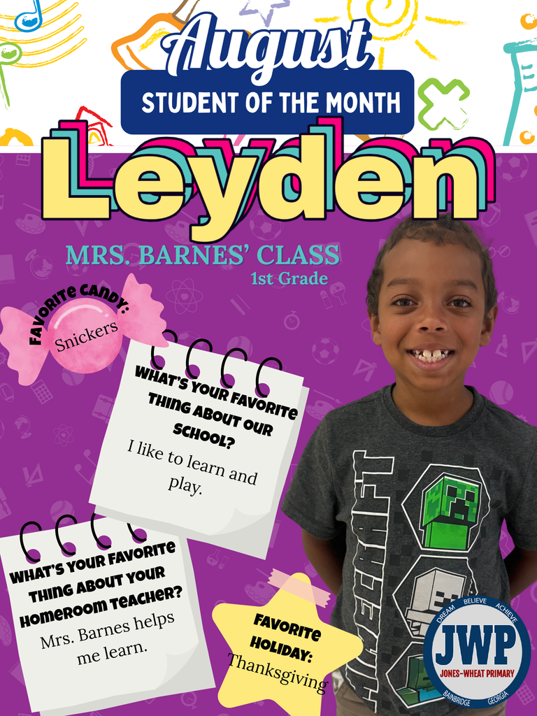 1st grade students of the month