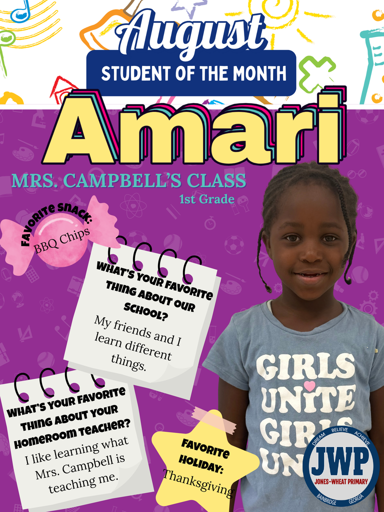 1st grade students of the month
