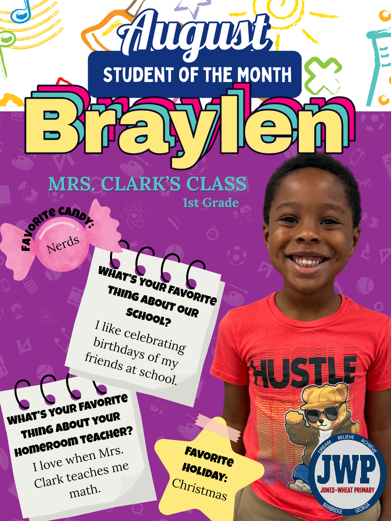 1st grade students of the month