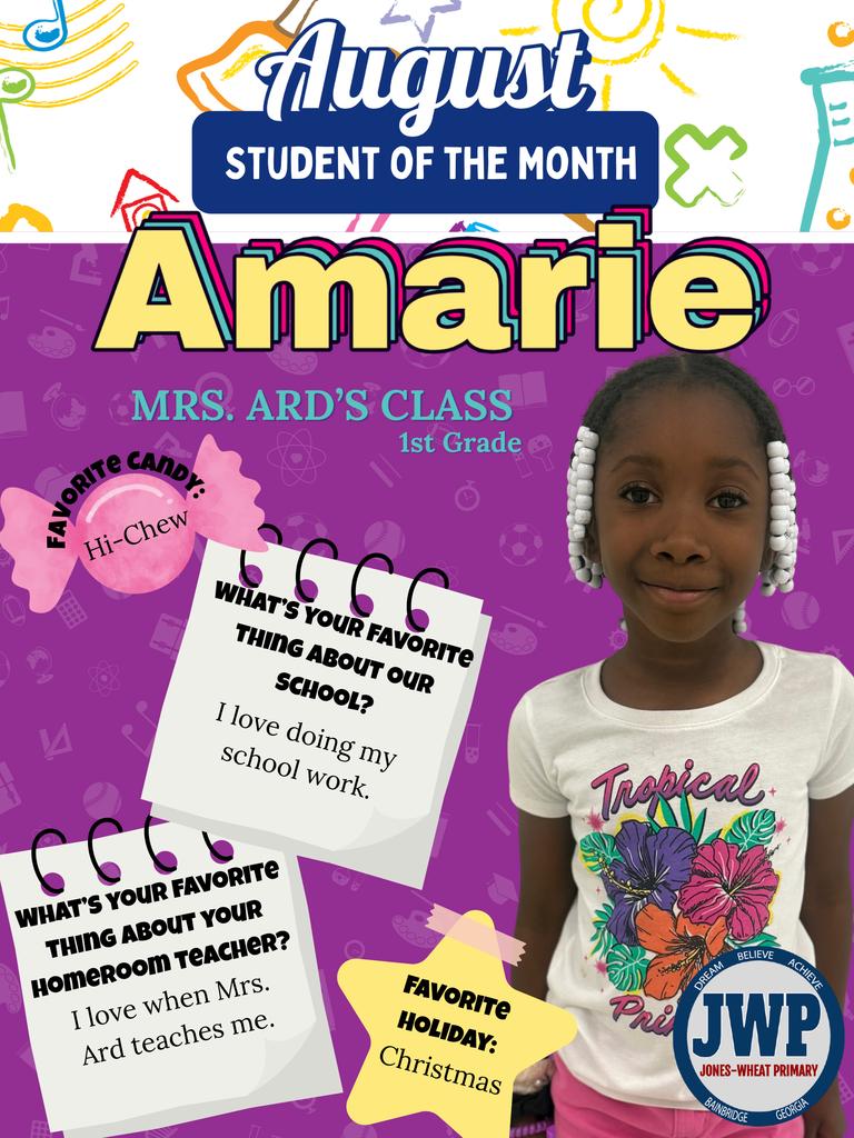 1st grade students of the month