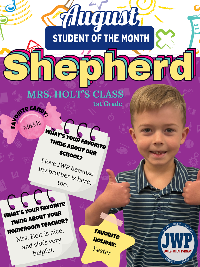 1st grade students of the month