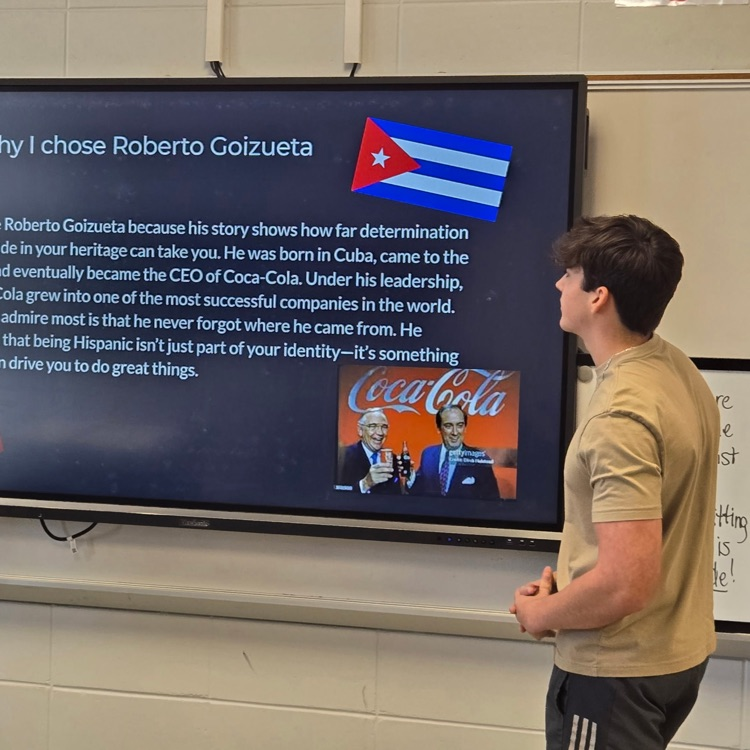 Mrs. Meyers's Spanish students researched influential Hispanic Americans and how they have influenced U.S. culture in their career fields.  They researched their contributions, accomplishments,  etc. and then presented to the class. 