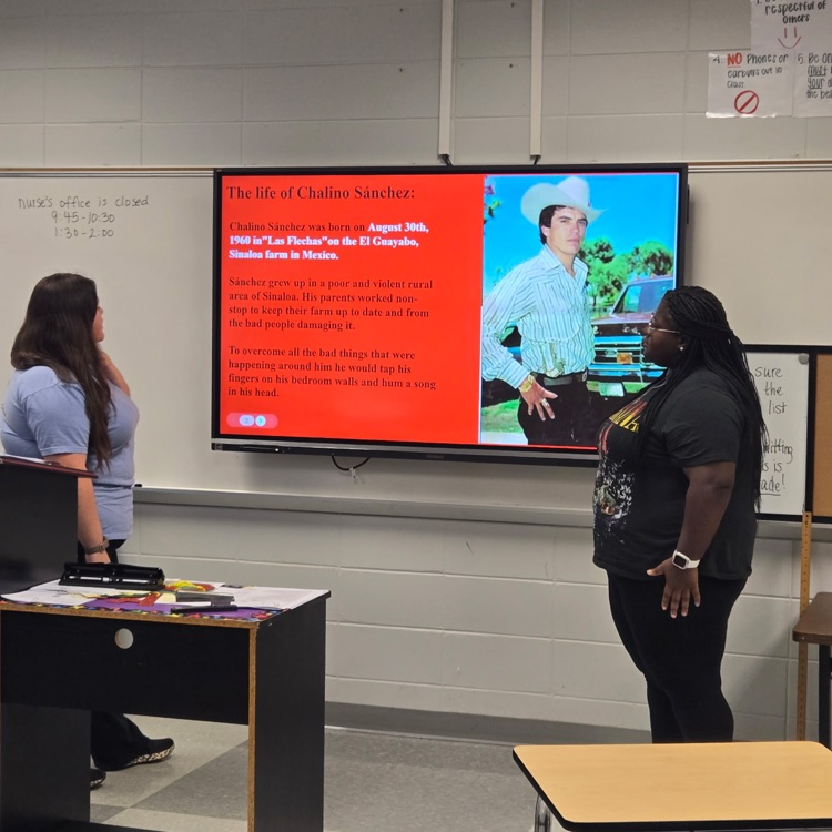 Mrs. Meyers's Spanish students researched influential Hispanic Americans and how they have influenced U.S. culture in their career fields.  They researched their contributions, accomplishments,  etc. and then presented to the class. 