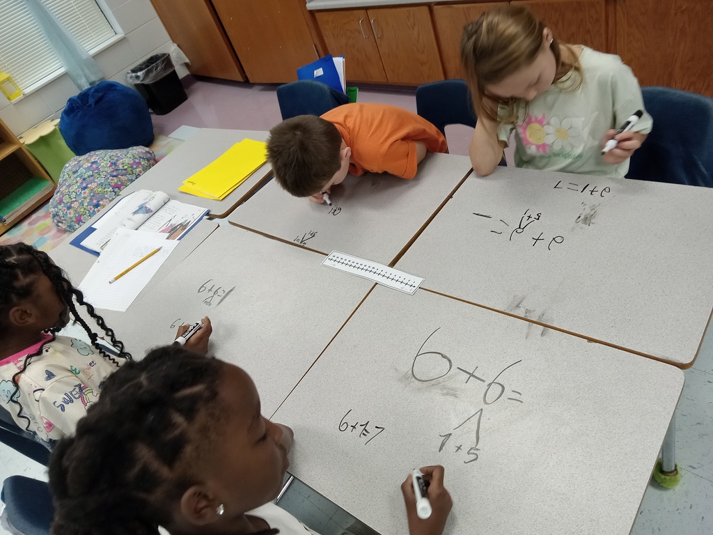 Students working on math