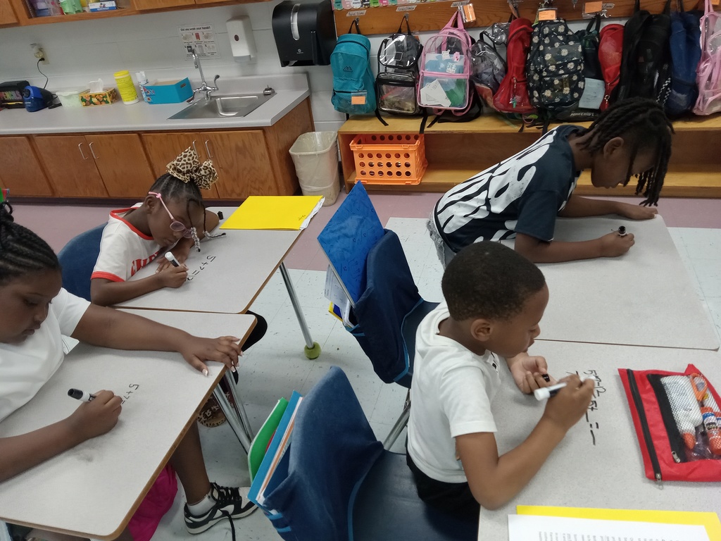 Students working on math