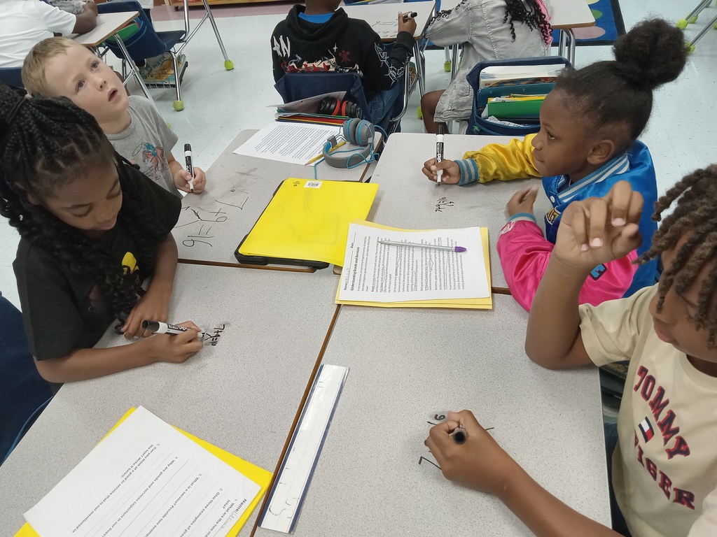 Students working on math