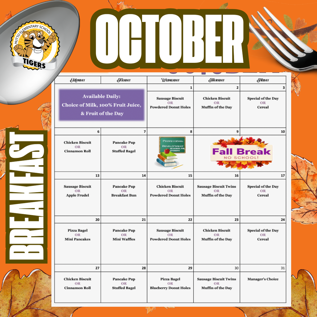 October Lunch Menu